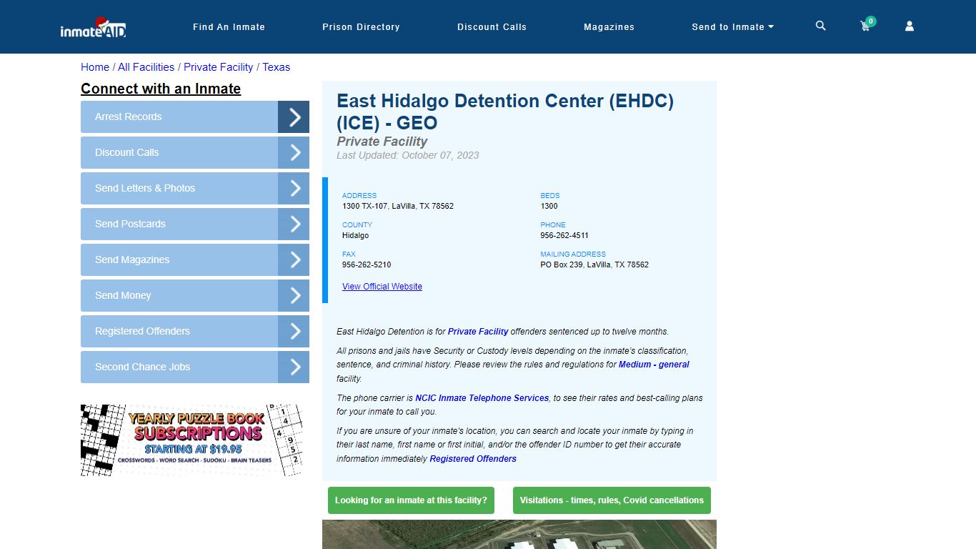 East Hidalgo Detention Center (EHDC)(ICE) - GEO - Inmate Search ...