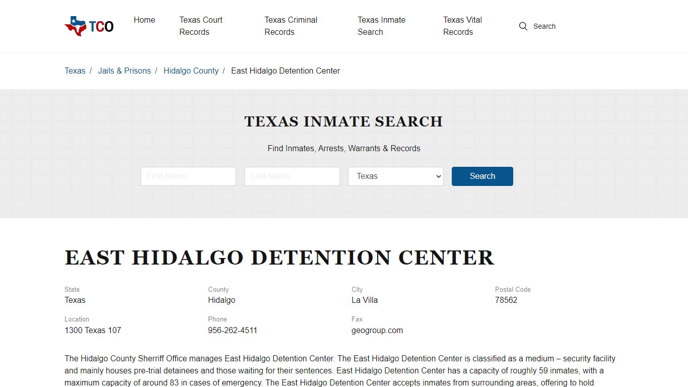 East Hidalgo Detention Center in La Villa, TX - Contact Information and ...